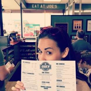 Getting excited about the menu at Joe's.